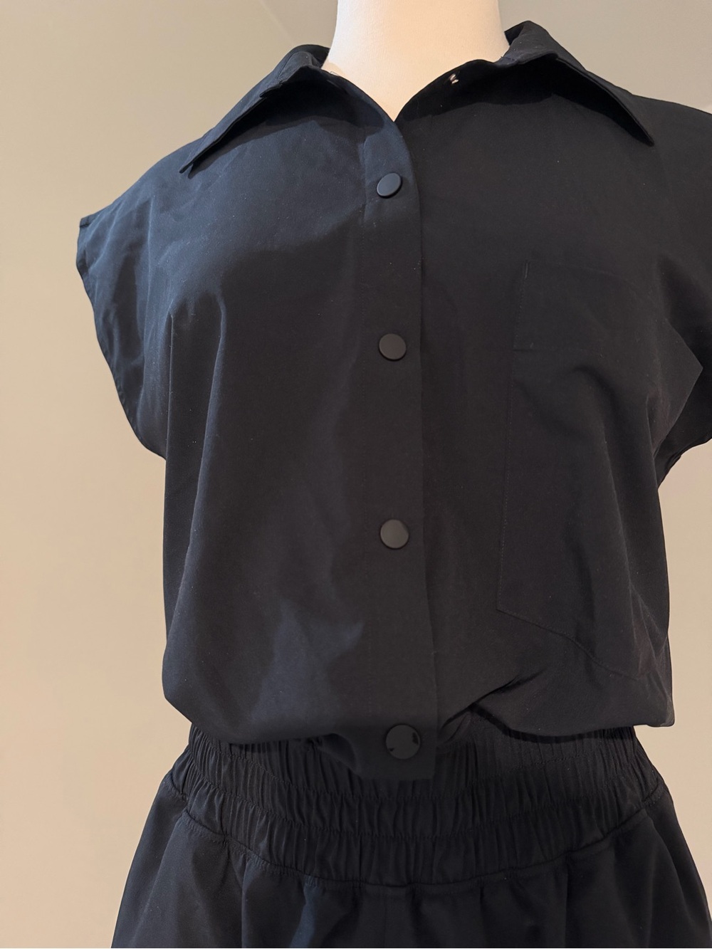YPB Athleisure Romper - Black, Athletic, Button Snap, Neutral, Sporty - Picture 2 of 5